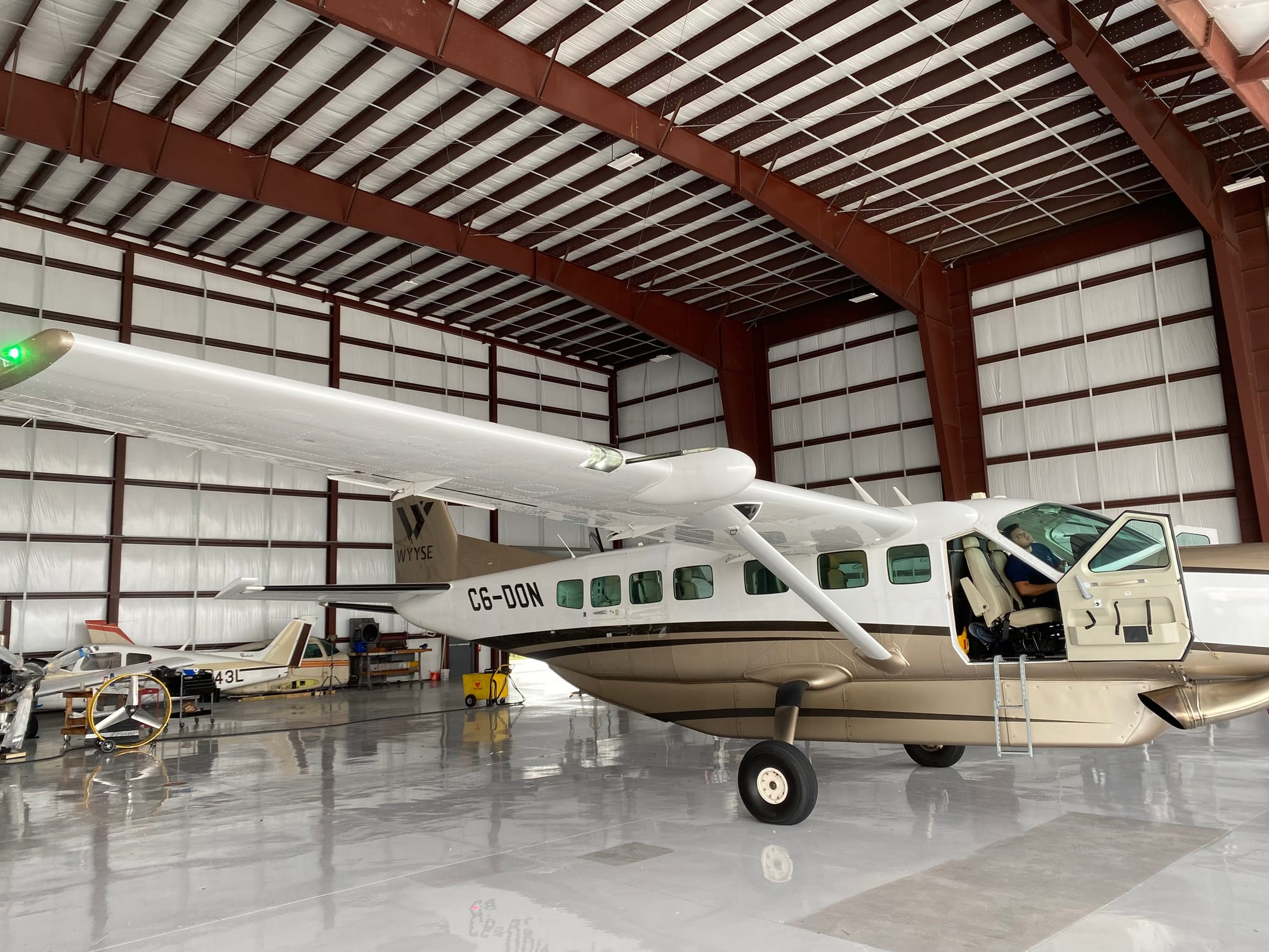A Cessna Grand Caravan EX inside Islander Aviation's hangar
